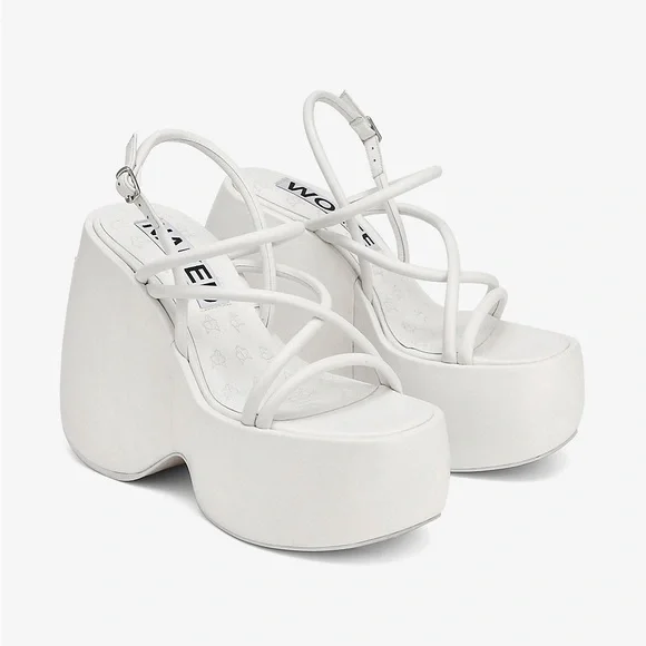 Naked Wolfe Mystery White Platform Wedges NEVER WORN - Picture 3 of 6